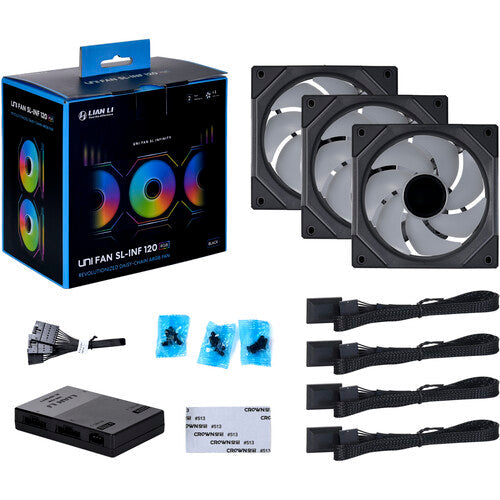 Lian Li 120mm UNI FAN SL-INFINITY PC Case Fans (Black, 3-Pack)