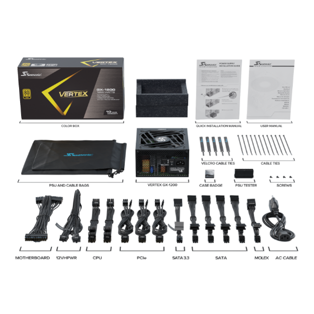 Seasonic Vertex GX-1200W ATX3.0 1200W 80 Plus Gold Fully Modular Power Supply